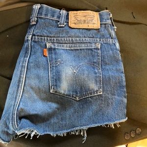 Vintage Levi cut off blue jeans high waist denim